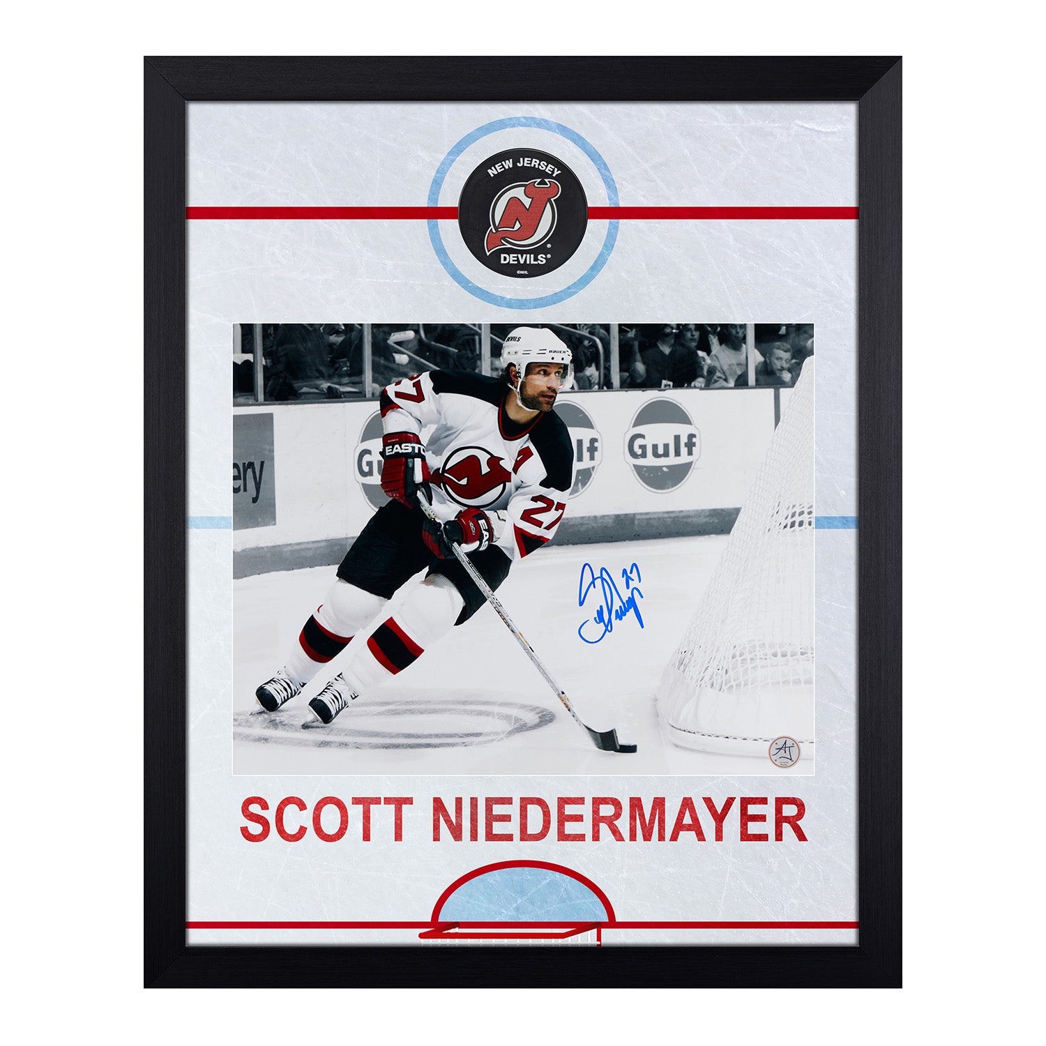 Scott Niedermayer Signed New Jersey Devils Graphic Rink 19x23 Frame