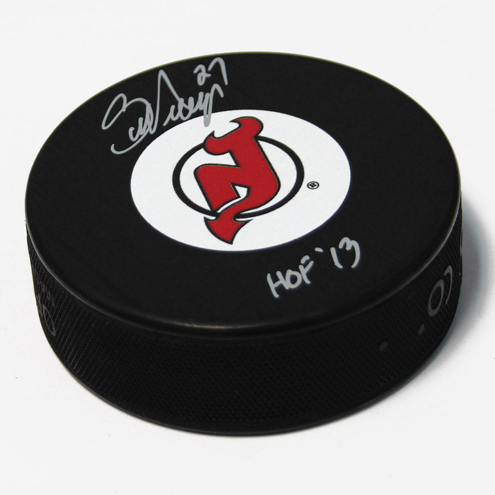 Scott Niedermayer New Jersey Devils Signed Hockey Puck with HOF Note