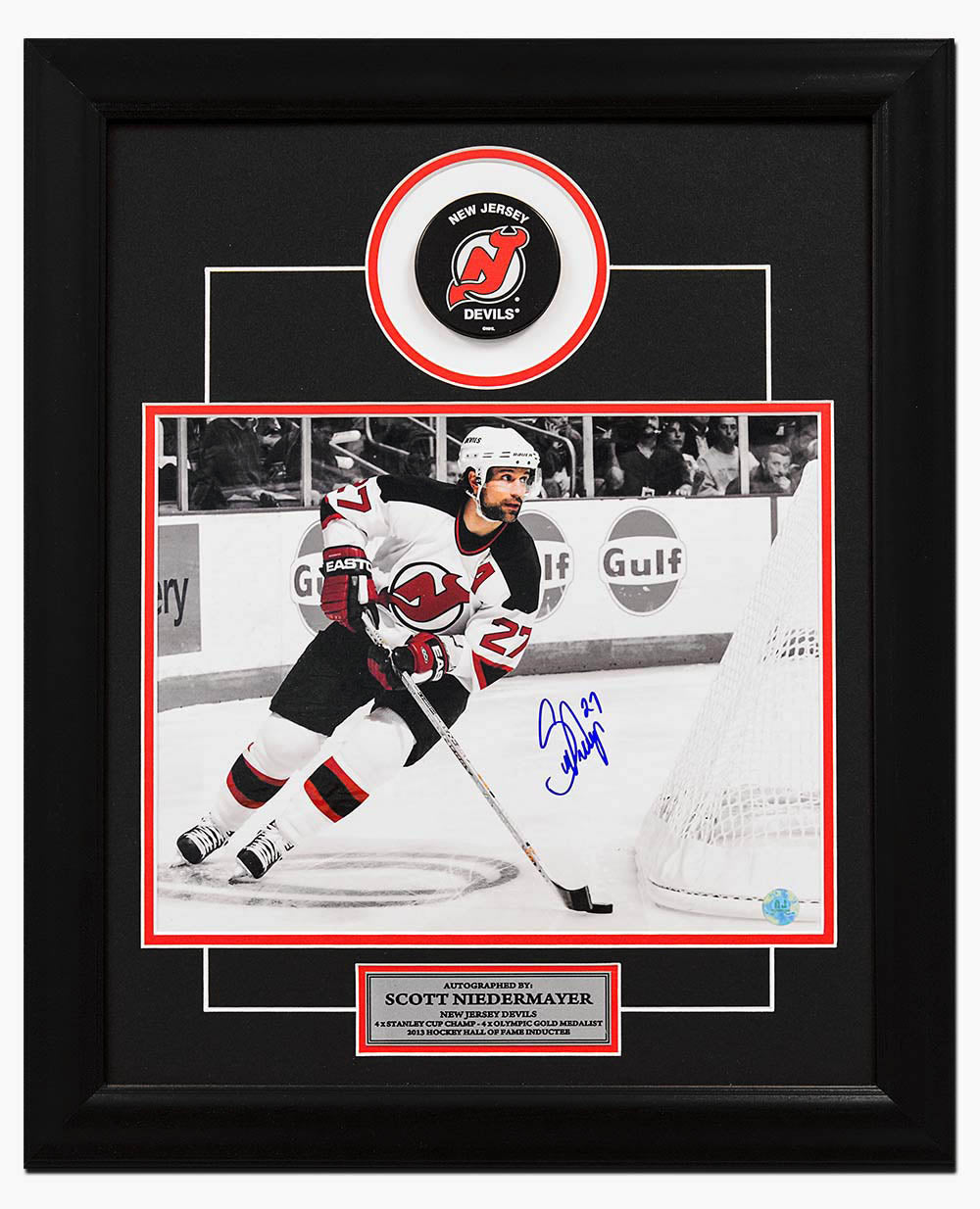 Scott Niedermayer New Jersey Devils Autographed Spotlight 20x24 Puck Frame