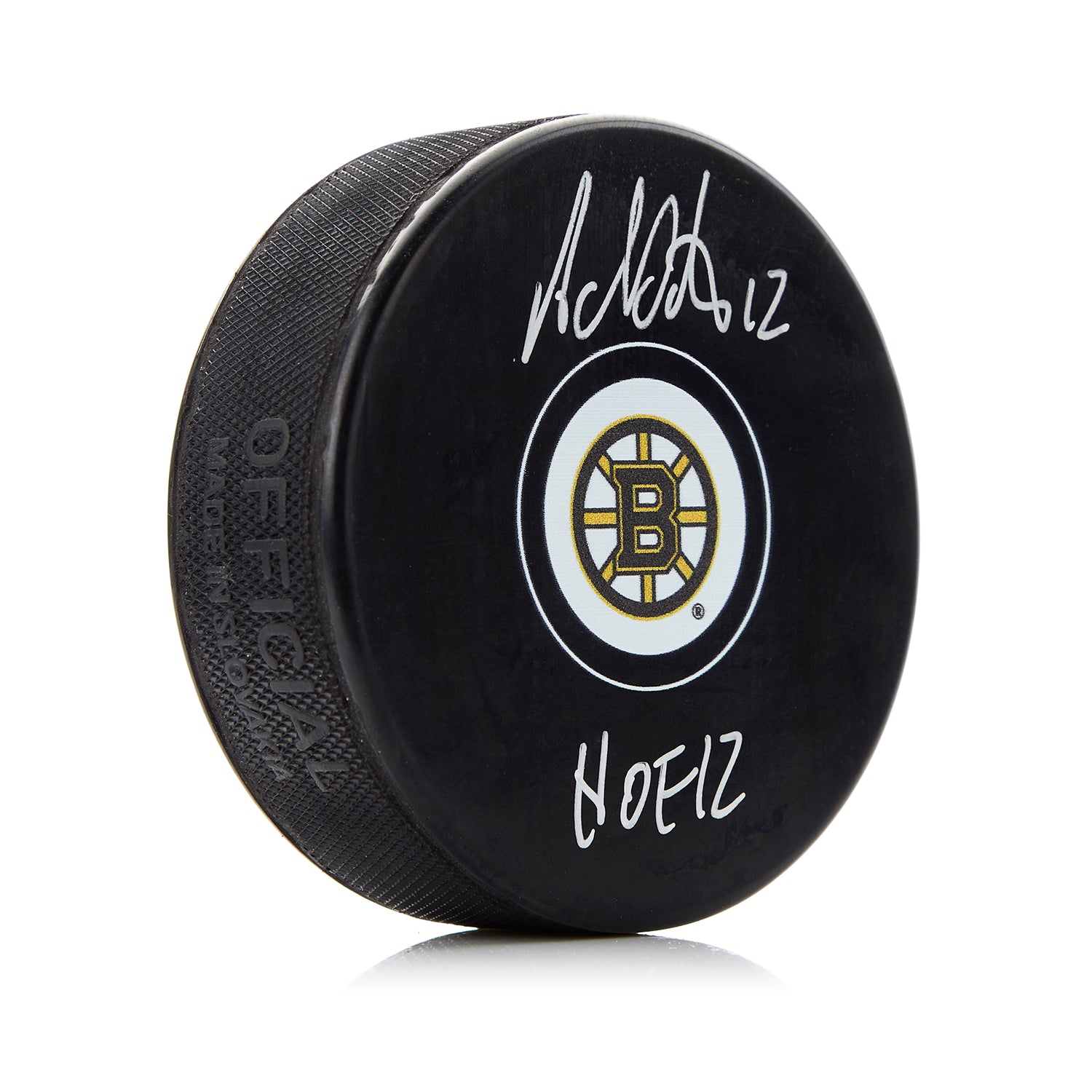 Adam Oates Signed Boston Bruins Hockey Puck with HOF Note