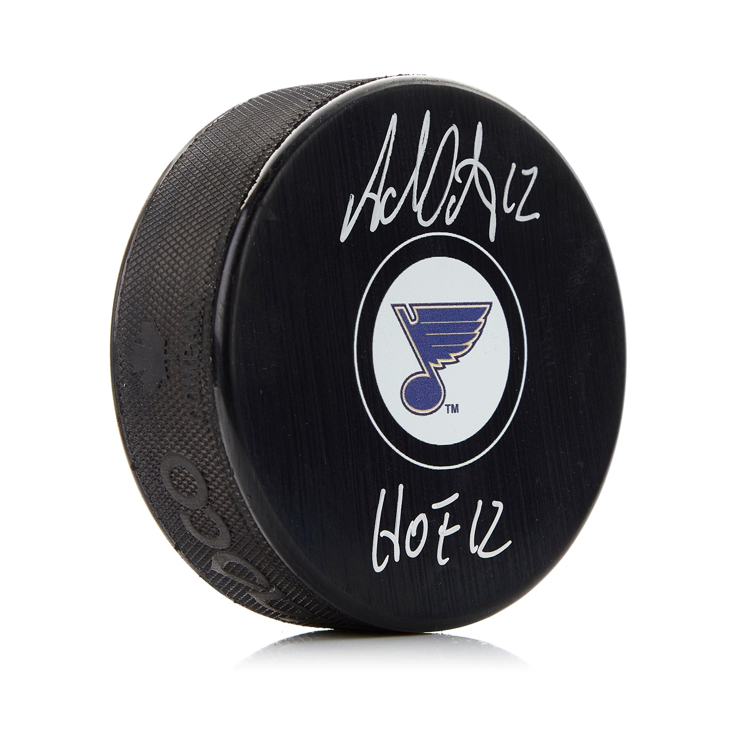 Adam Oates Signed St Louis Blues Hockey Puck with HOF Note