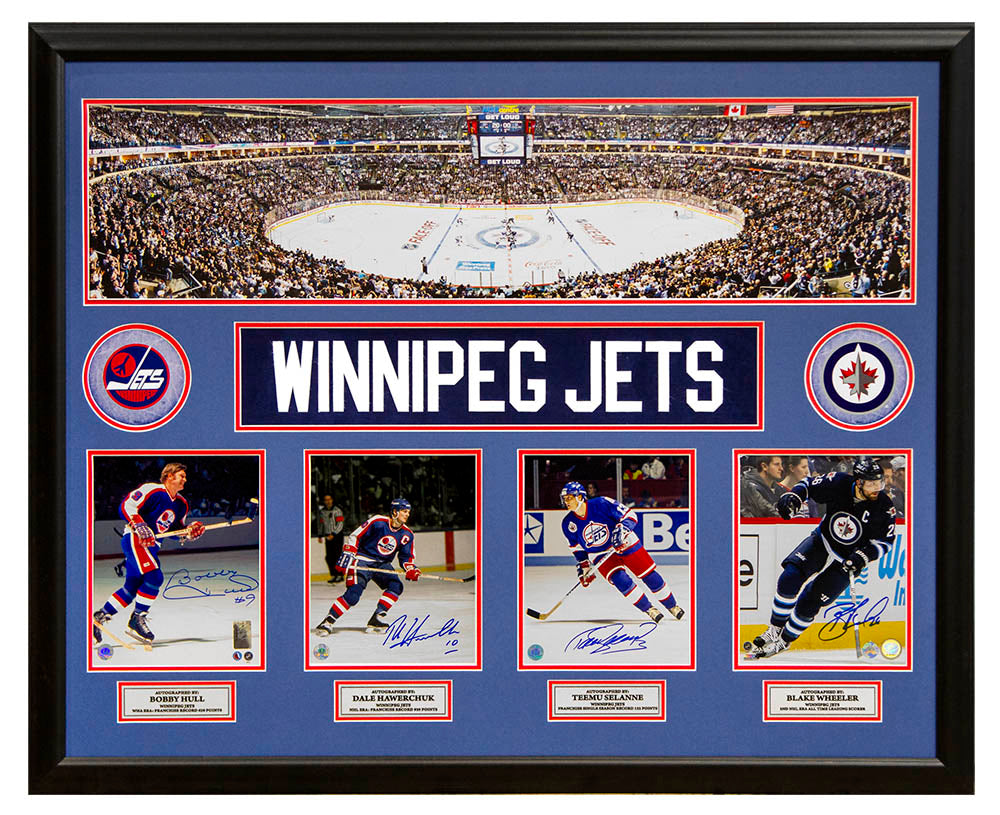 Winnipeg Jets Hull, Hawerchuk, Selanne, Wheeler Signed Panoramic 35x44 Frame