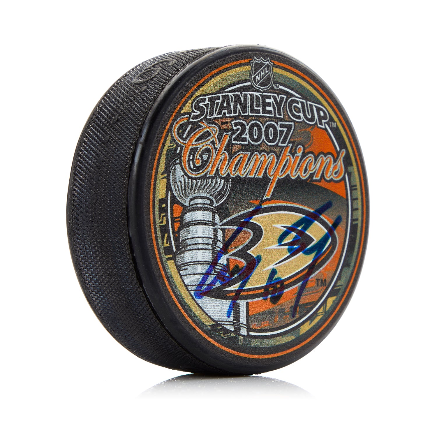 Corey Perry Signed Anaheim Ducks 2007 Stanley Cup Puck