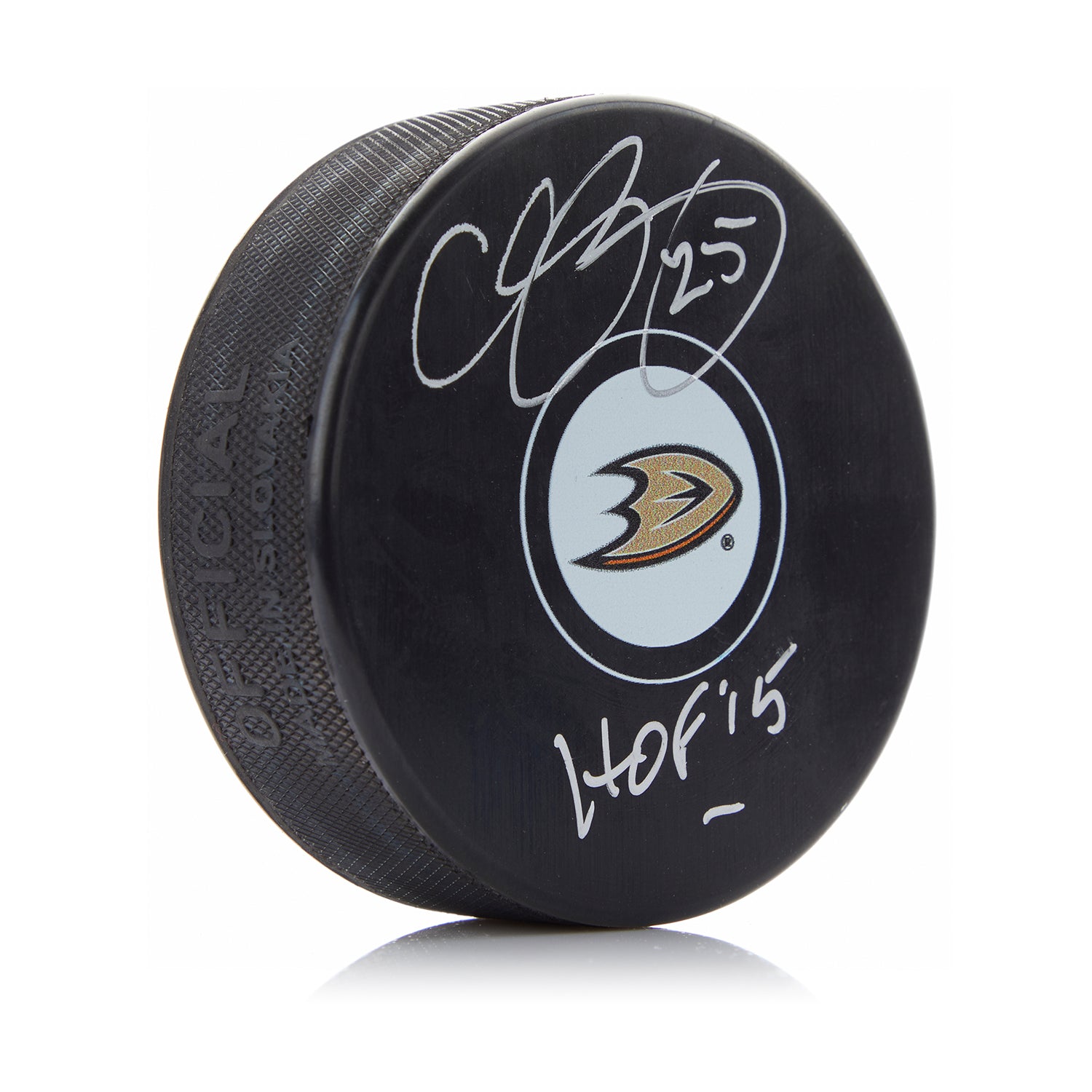 Chris Pronger Autographed Anaheim Ducks Puck with HOF Note