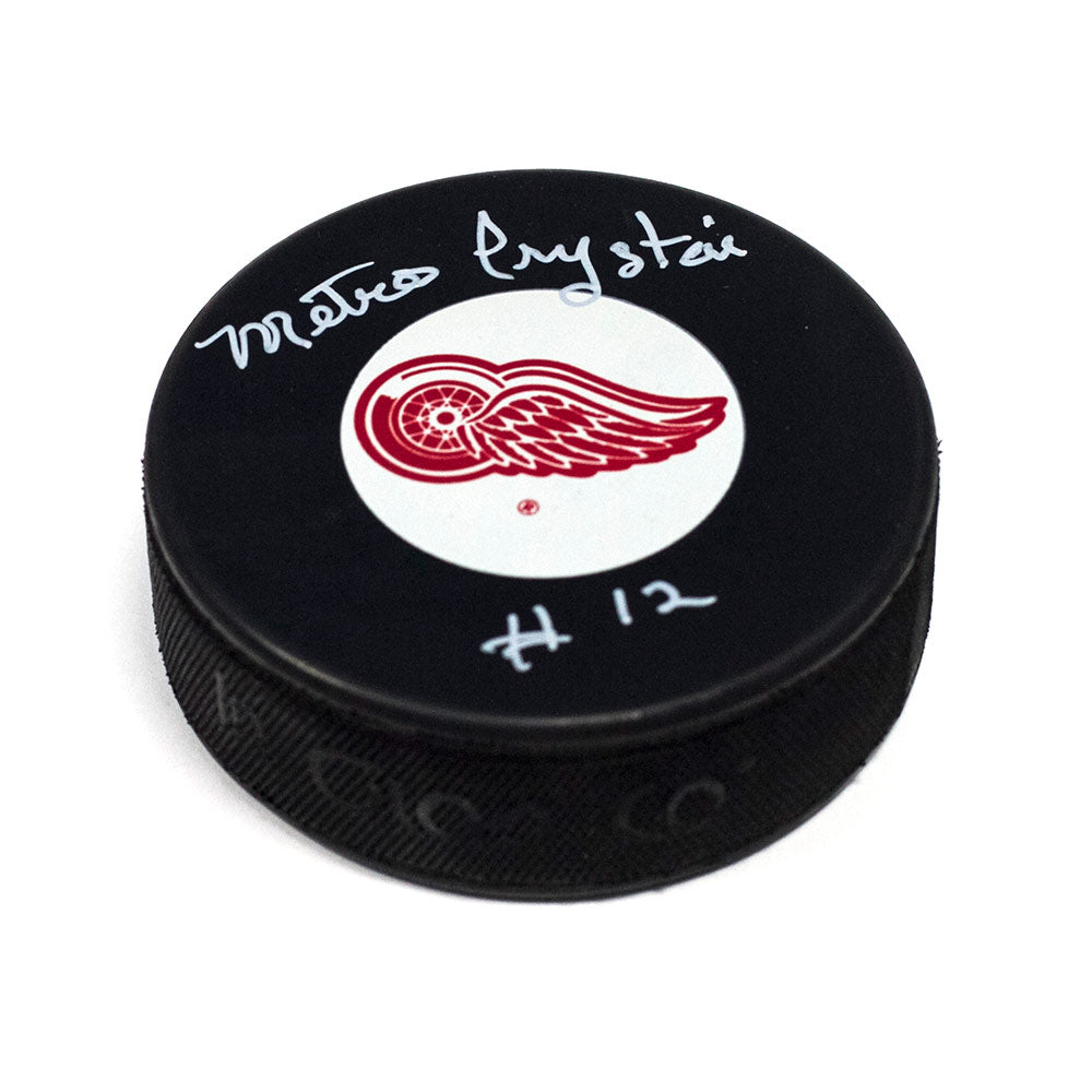 Metro Prystai Detroit Red Wings Autographed Original Six Hockey Puck