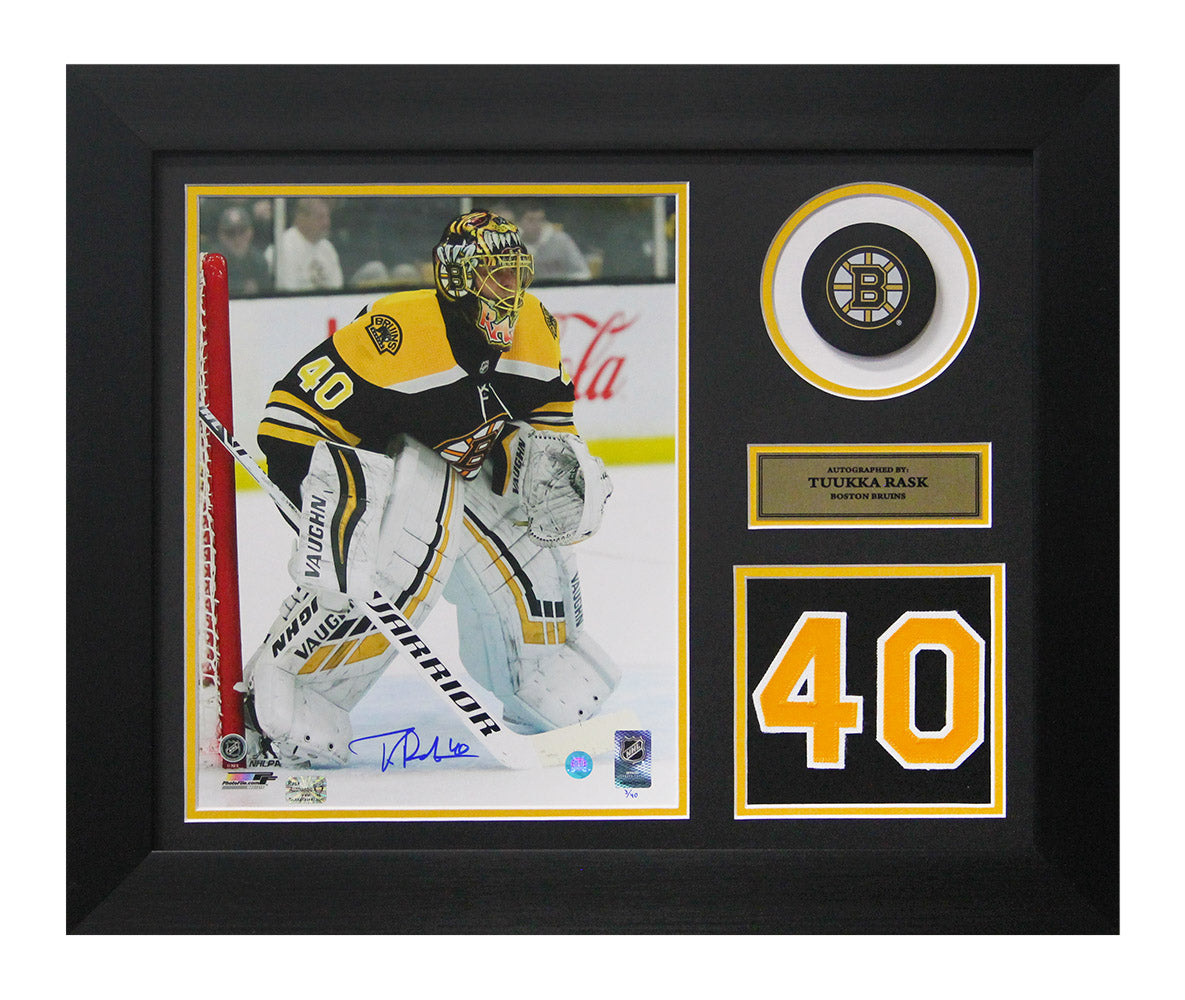 Tuukka Rask Boston Bruins Autographed Action 20x24 Number Frame #/40