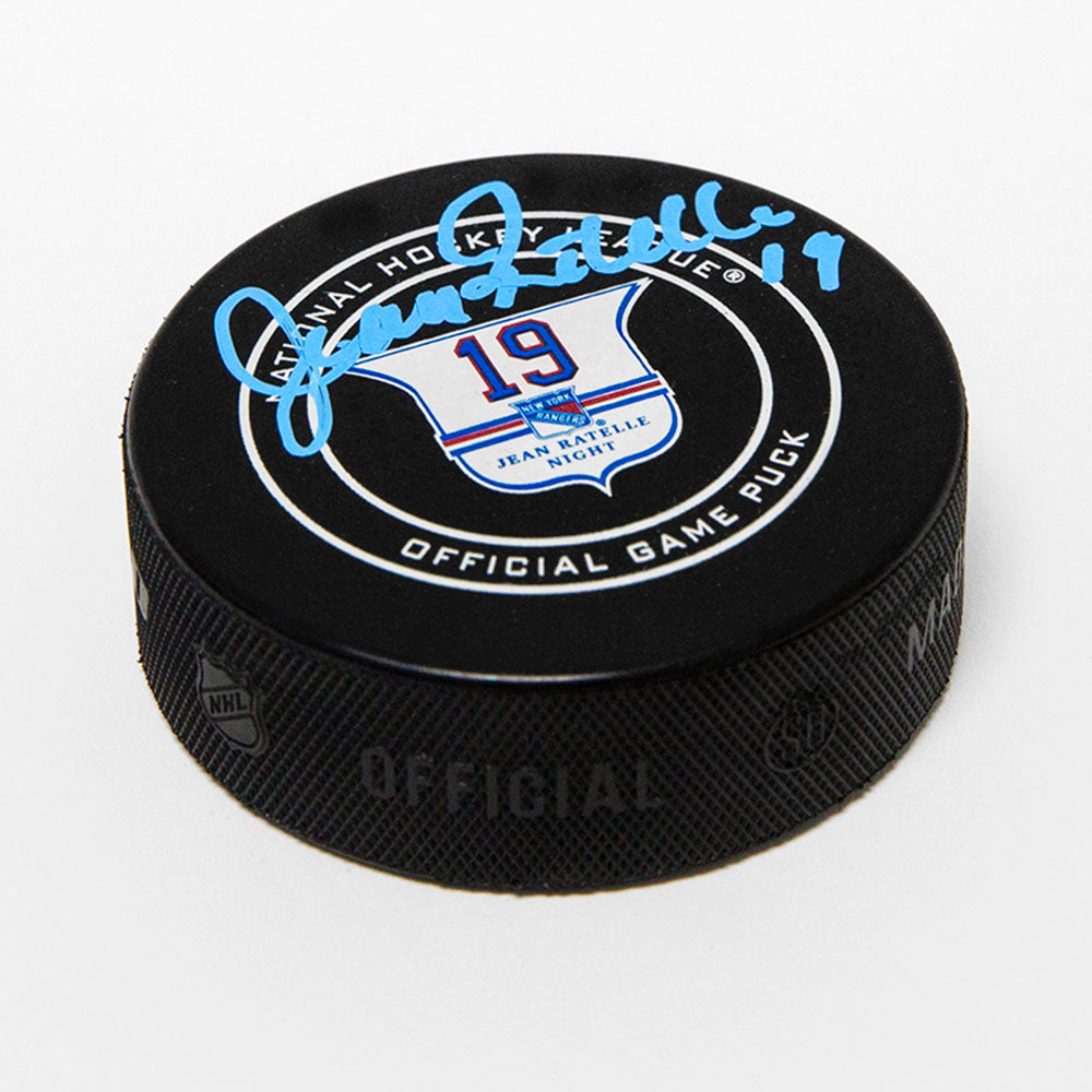 Jean Ratelle Signed Rangers Retirement Night Game Puck