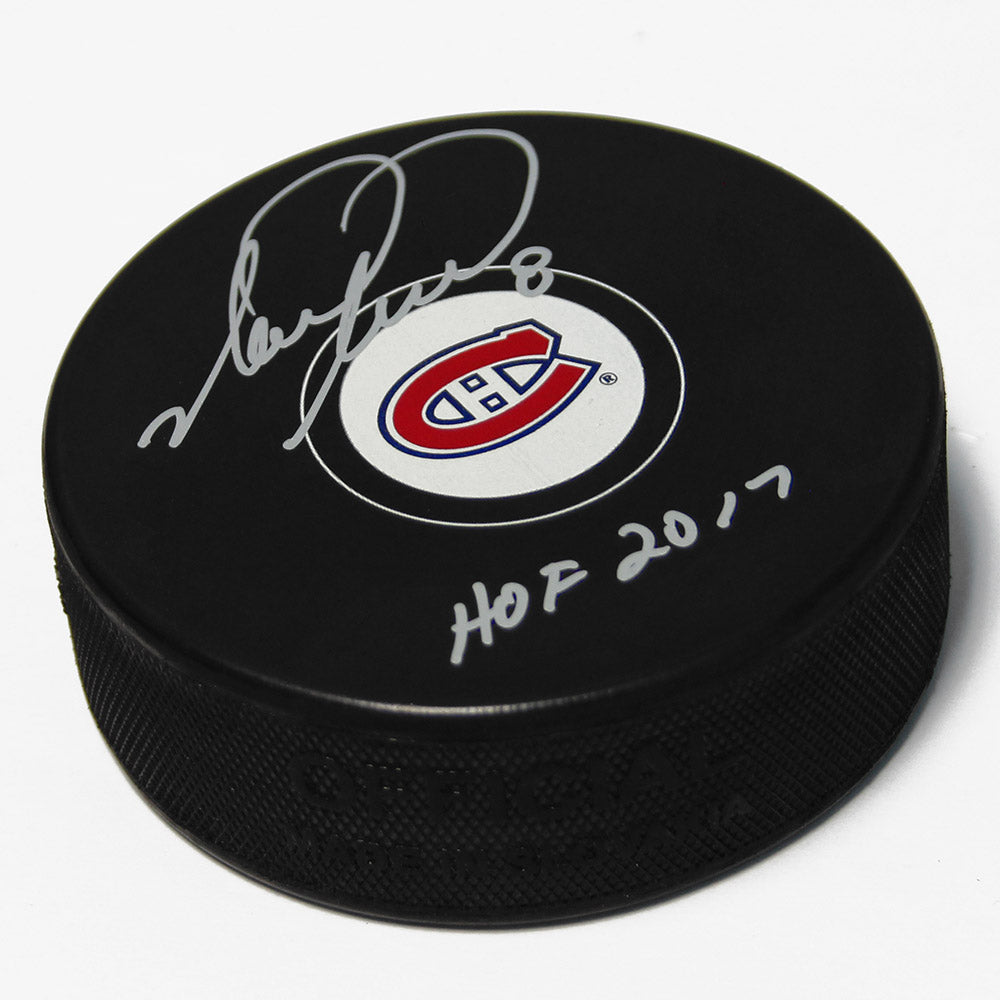 Mark Recchi Montreal Canadiens Signed Hockey Puck with HOF Note