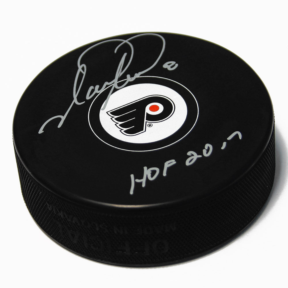 Mark Recchi Philadelphia Flyers Signed Hockey Puck with HOF Note
