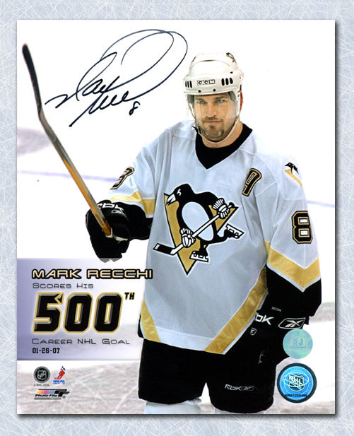 Mark Recchi Pittsburgh Penguins Autographed 500th Goal 8x10 Photo