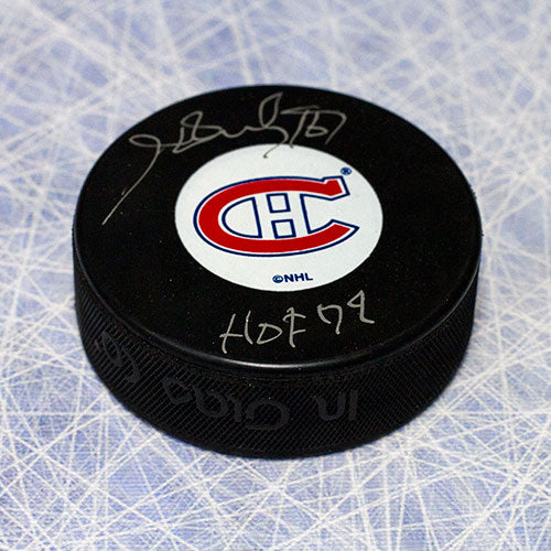 Henri Richard Montreal Canadiens Signed Hockey Puck with HOF Note