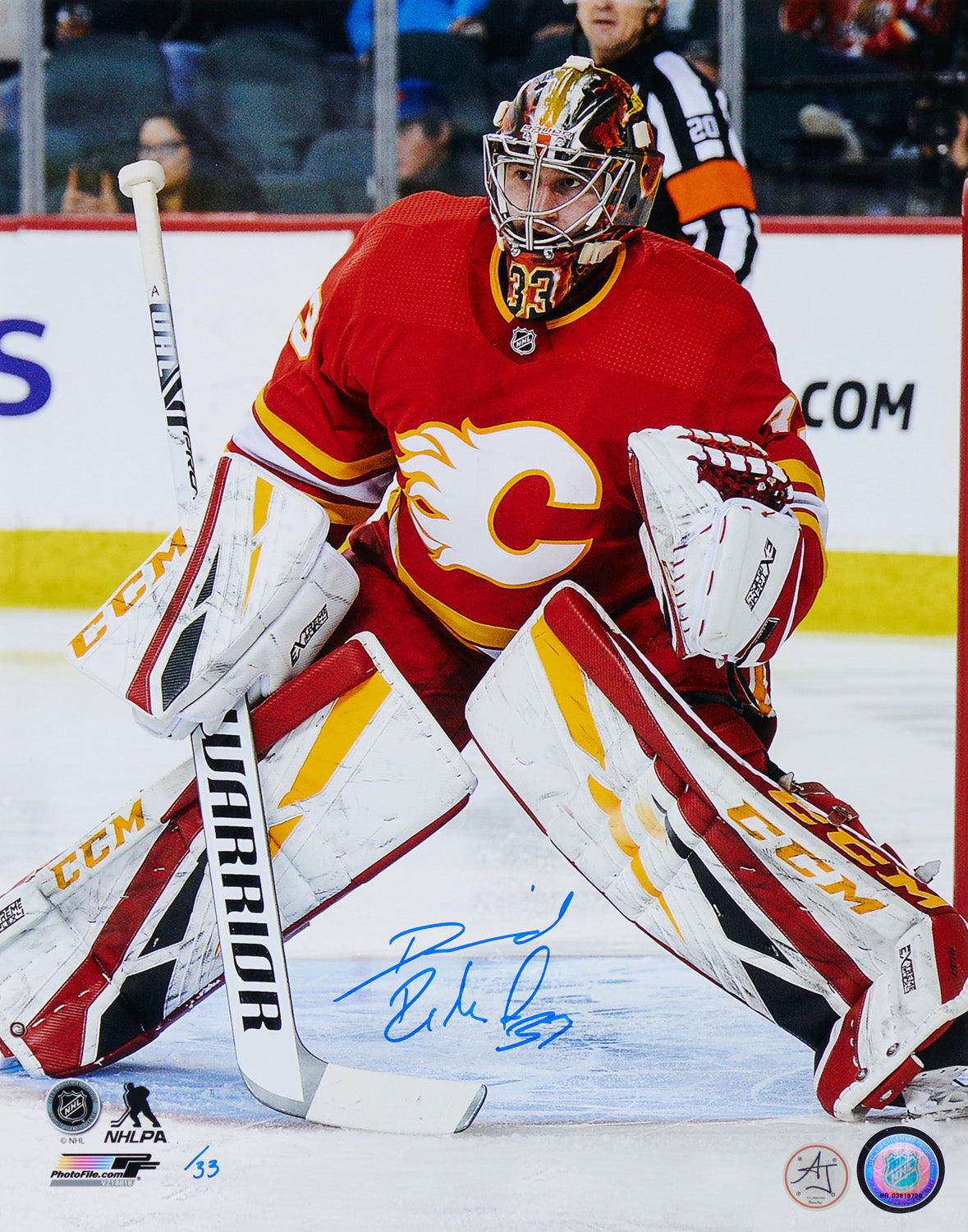 David Rittich Autographed Flames Goalie 11x14 Photo