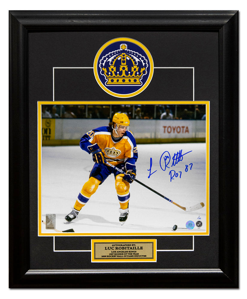 Luc Robitaille LA Kings Signed & Inscribed ROY 87 20x24 Rookie Frame #/20