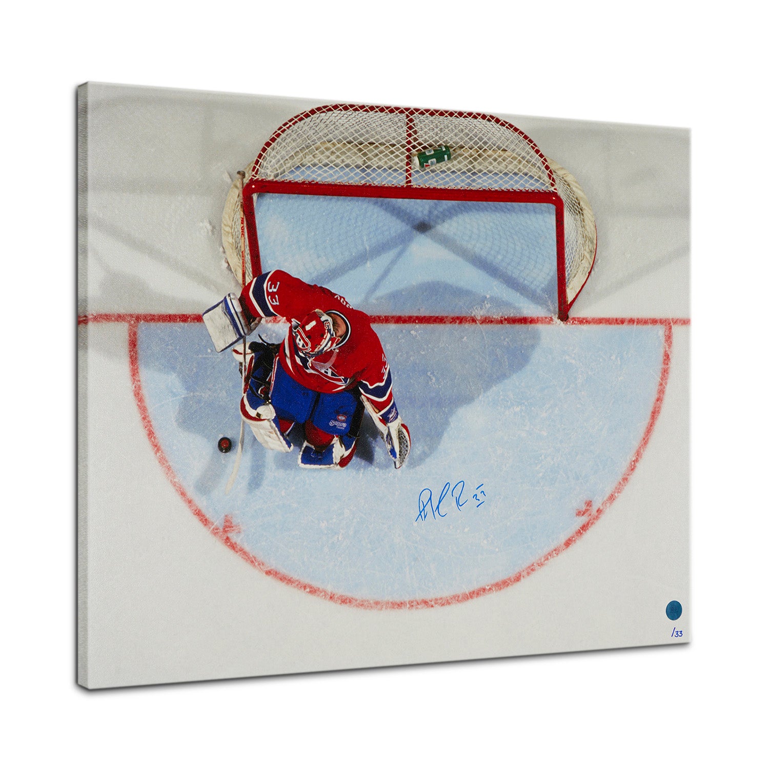 Patrick Roy Autographed Montreal Canadiens Overhead 20x24 Art Canvas #/33