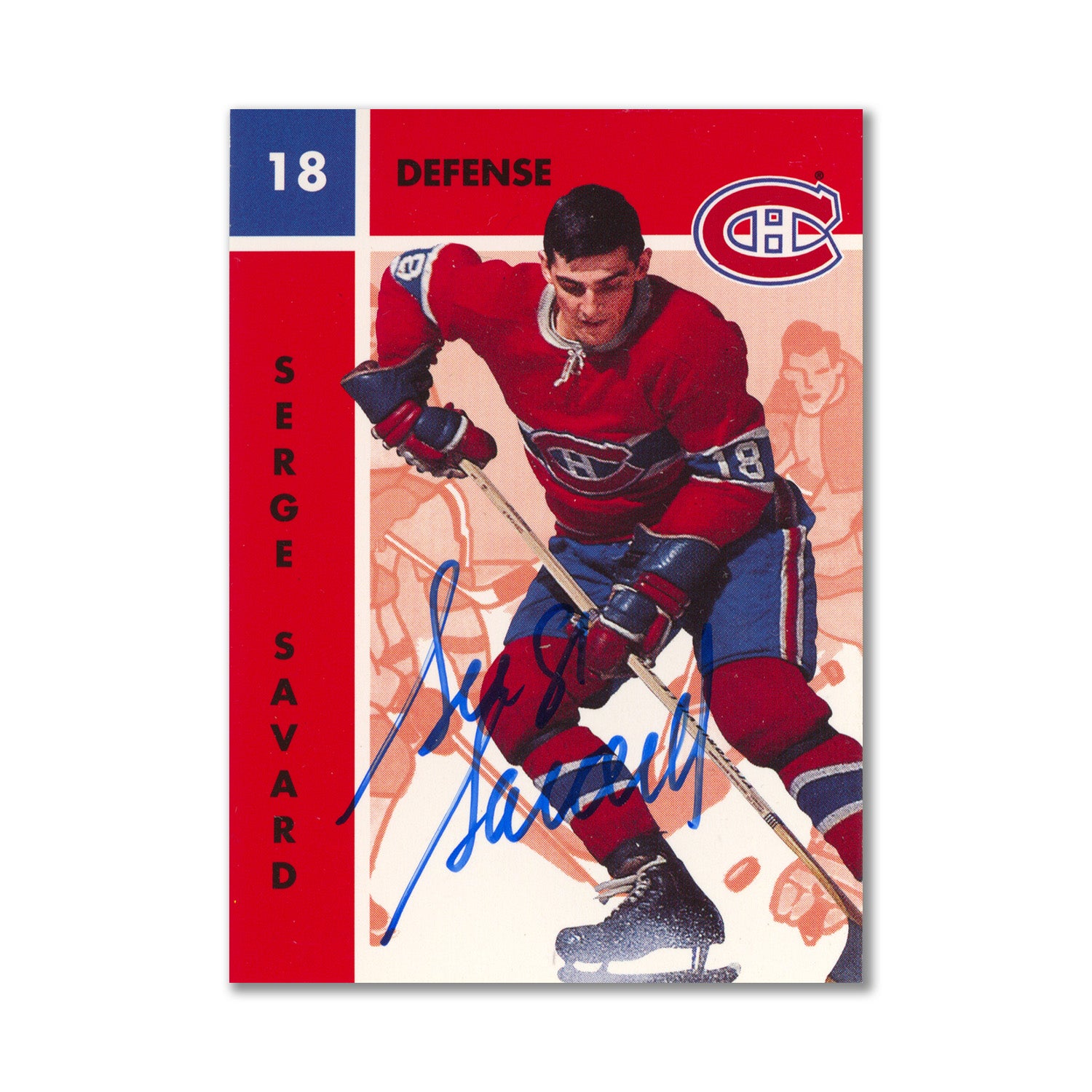 Autographed 1995 Parkhurst Missing Link #74 Serge Savard Hockey Card