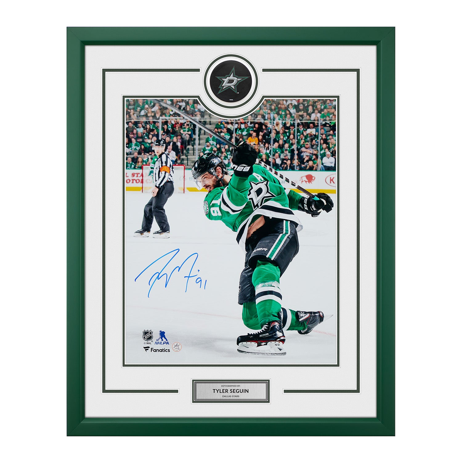 Tyler Seguin Autographed Dallas Stars Puck Display 26x32 Frame