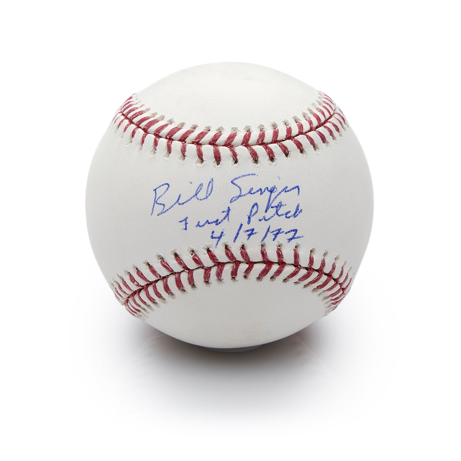 Bill Singer Signed Official MLB Major League Baseball with 1st Pitch Note