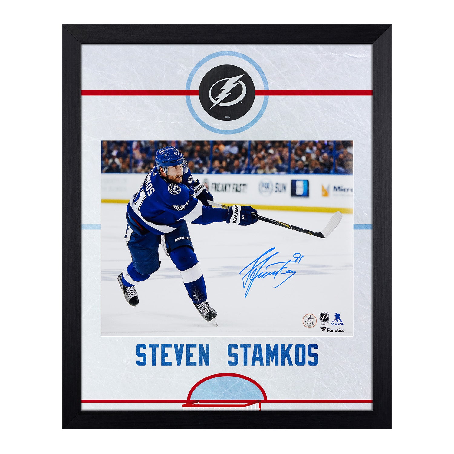 Steven Stamkos Signed Tampa Bay Lightning Graphic Rink 19x23 Frame