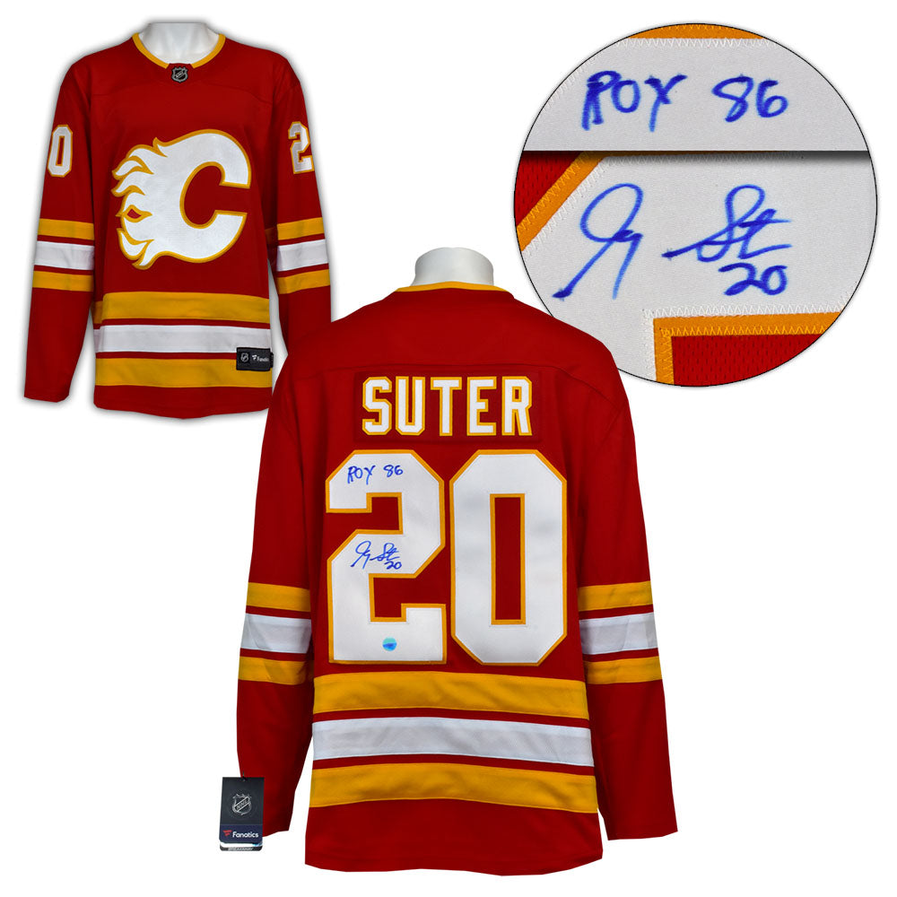 Gary Suter Calgary Flames Signed ROY Alt Retro Fanatics Jersey