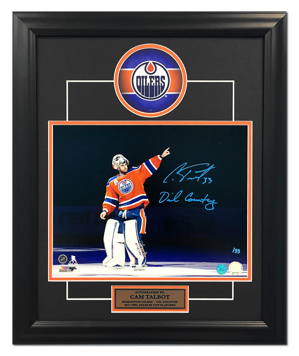 Cam Talbot Edmonton Oilers Signed & Inscribed Oil Country 20x24 Frame LE #/33