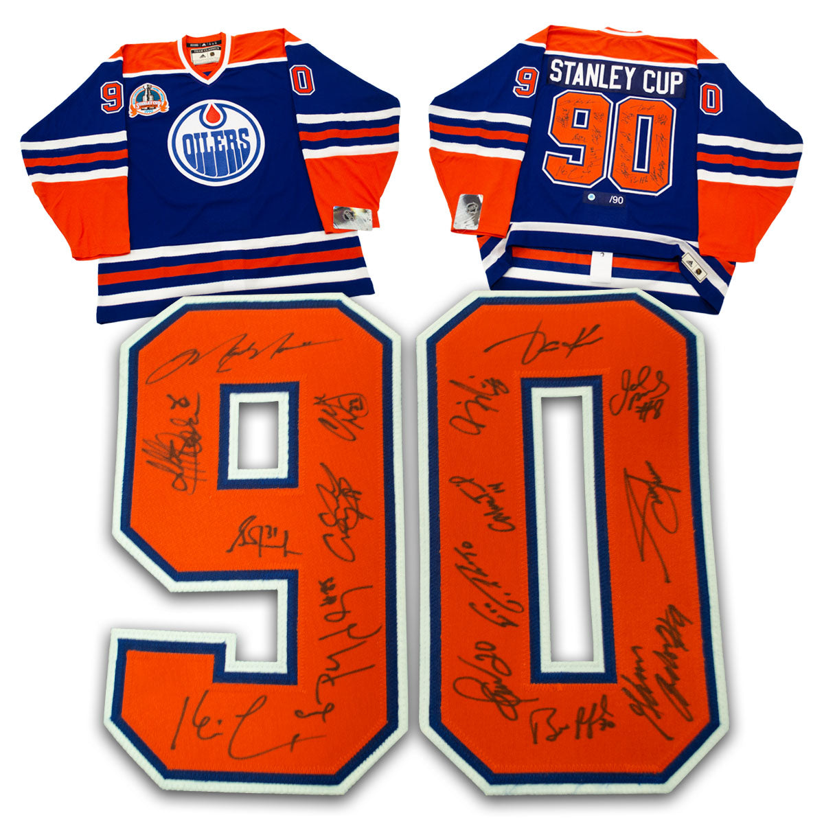 1990 Edmonton Oilers 16 Player Team Signed Stanley Cup Vintage Jersey /90