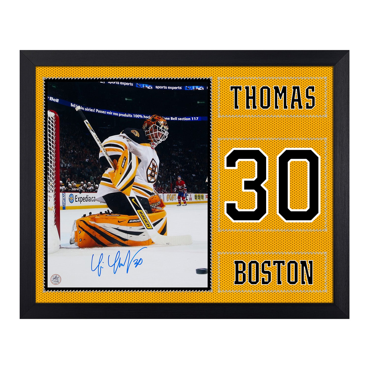 Tim Thomas Signed Boston Bruins Uniform Graphic 19x23 Frame
