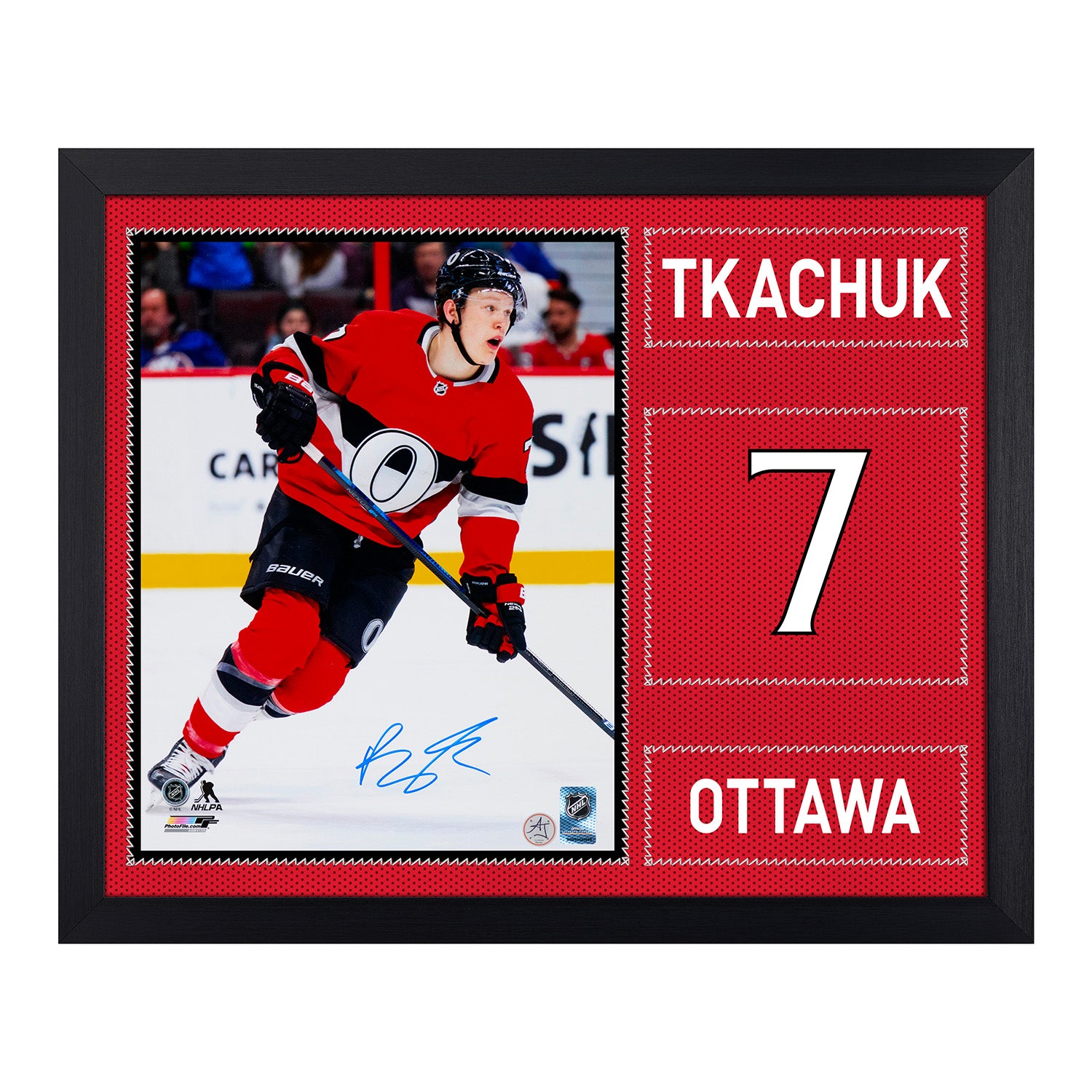 Brady Tkachuk Autographed Ottawa Senators Uniform Graphic 19x23 Frame