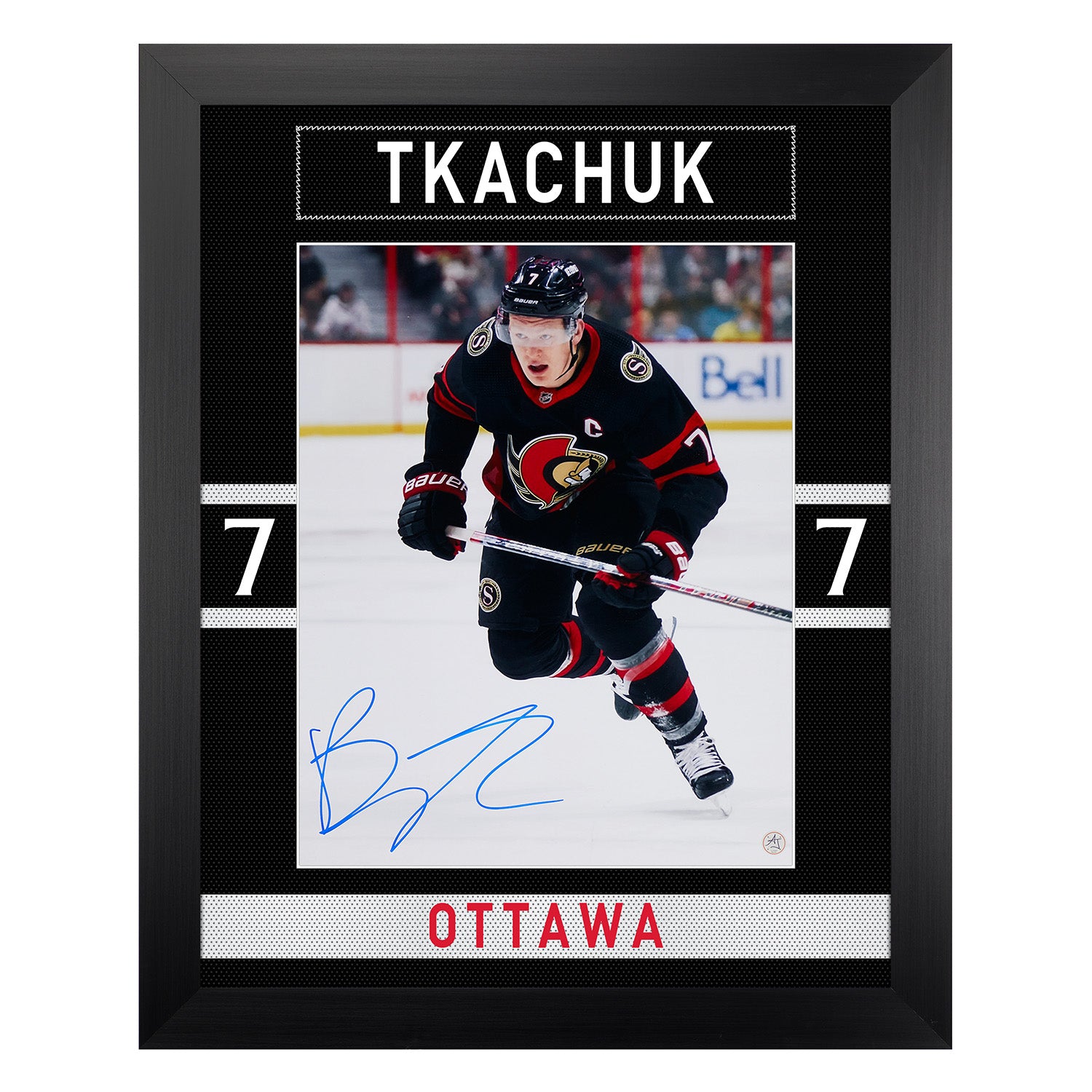 Brady Tkachuk Autographed Ottawa Senators Uniform Graphic 26x32 Frame