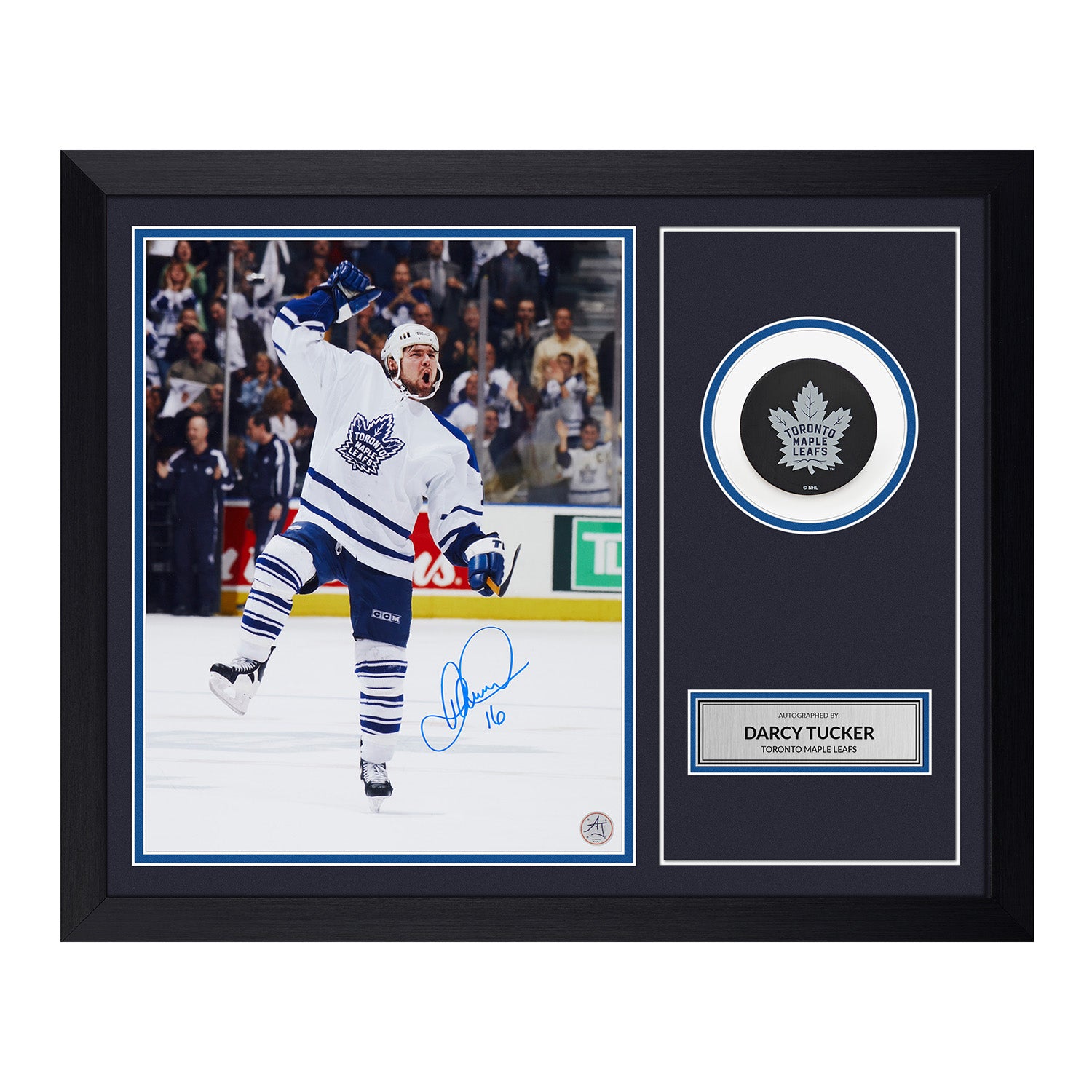 Darcy Tucker Signed Toronto Maple Leafs Puck Display 19x23 Frame