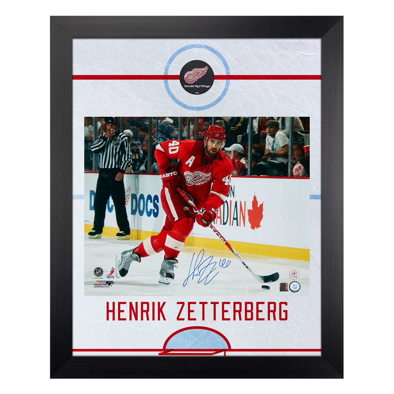 Henrik Zetterberg Autographed Detroit Red Wings Graphic Rink 26x32 Frame