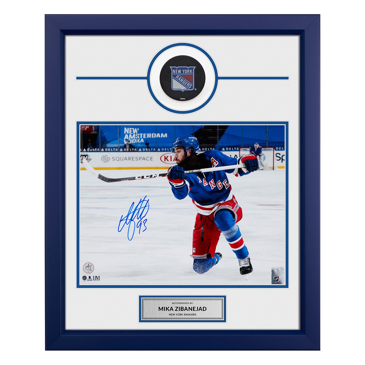 Mika Zibanejad New York Rangers Autographed 20x24 Puck Frame