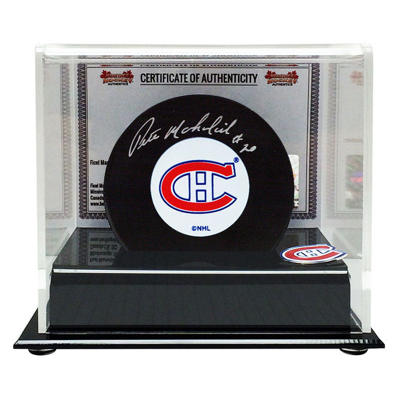 Peter Mahovlich Signed Montreal Canadiens Puck - Heritage Hockey™
