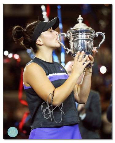 Bianca Andreescu Signed 2019 US Open Tennis Trophy Celebration 8x10 Photo