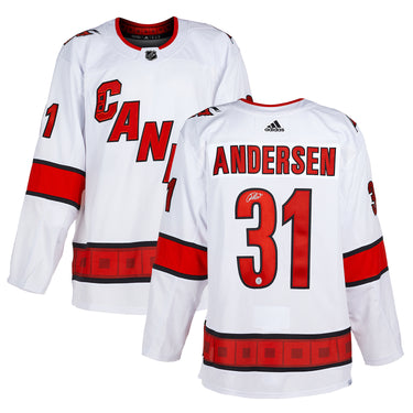 Frederik Andersen Signed Carolina Hurricanes White adidas Jersey