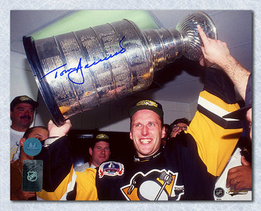 Tom Barrasso Autographed Pittsburgh Penguins Stanley Cup 8x10 Photo