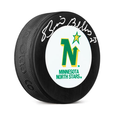 Brian Bellows Autographed Minnesota North Stars Retro Logo Puck