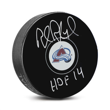 Rob Blake Signed Colorado Avalanche Hockey Puck with HOF Note