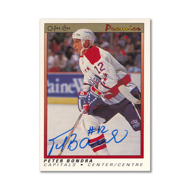 Autographed 1990-91 OPC Premier #7 Peter Bondra Rookie Card