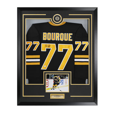 Ray Bourque Signed Boston Bruins Puck Logo 36x44 Jersey Frame