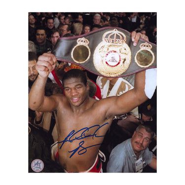 Riddick Bowe Autographed Boxing Heavyweight Champion with Belt 8x10 Photo