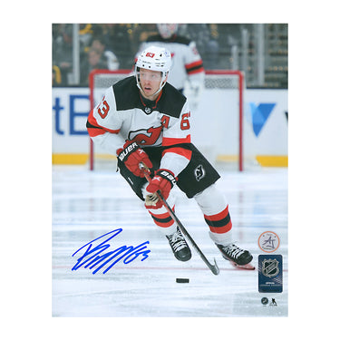 Jesper Bratt Signed New Jersey Devils Puck Rush 8x10 Photo