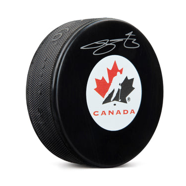 Bowen Byram Team Canada Signed Hockey Canada Logo Puck