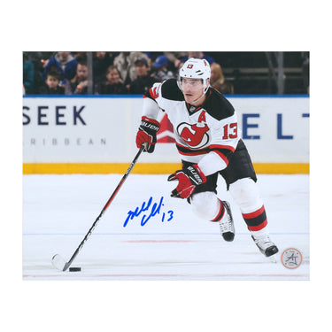 Mike Cammalleri Autographed New Jersey Devils Puck Rush 8x10 Photo