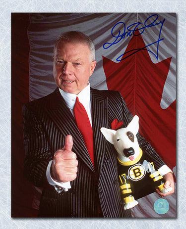 Don Cherry Autographed Canadian Flag Thumbs Up 8x10 Photo