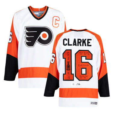 Bobby Clarke Signed Philadelphia Flyers Graphic Stats Vintage CCM Jersey #/16