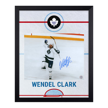 Wendel Clark Signed Toronto Maple Leafs Graphic Rink 19x23 Frame