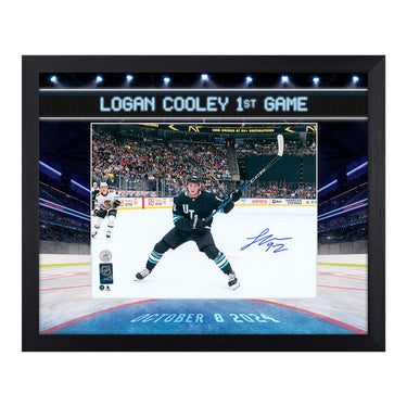 Logan Cooley Utah Hockey Club Signed Franchise 1st Game 23x27 Frame #/24