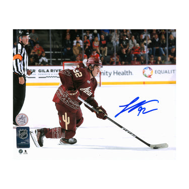Logan Cooley Signed Arizona Coyotes Playmaker 8x10 Photo
