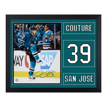 Logan Couture Autographed San Jose Sharks Uniform Graphic 19x23 Frame