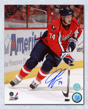 John Carlson Autographed Washington Capitals Puck Rush 8x10 Photo